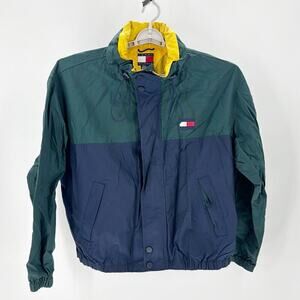 Vintage TOMMY HILFIGER color block Spell Out 90s windbreaker jacket size XXL